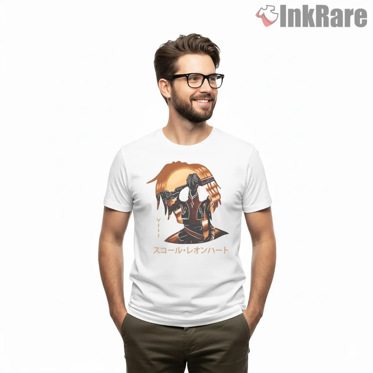 Final Fantasy Viii Squall Seed Commander Sunset Silhouette Short Sleeve White Final Fantasy Viii Squall Seed Commander Sunset Silhouette Shirt on white short sleeve shirt for men graphic tee