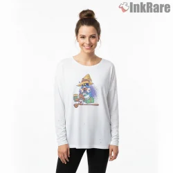 Final Fantasy Vivi Snack Time Cute Relaxed Chibi Shirt on white long sleeve shirt for women graphic tee