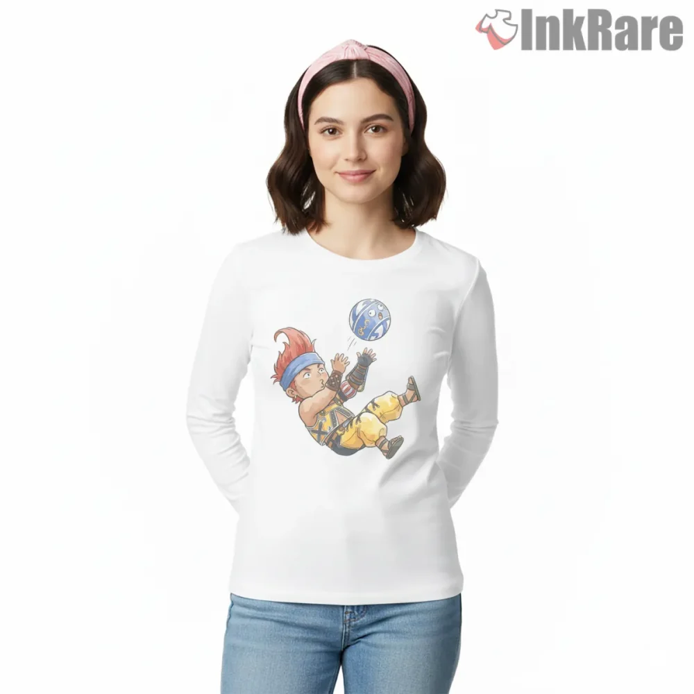 Final Fantasy X Wakka Blitzball Chibi Action Shirt on white long sleeve shirt for women graphic tee