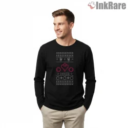 Final Fantasy Xiv Dancer Job Holiday Knit Pattern Shirt on black long sleeve shirt for men graphic tee