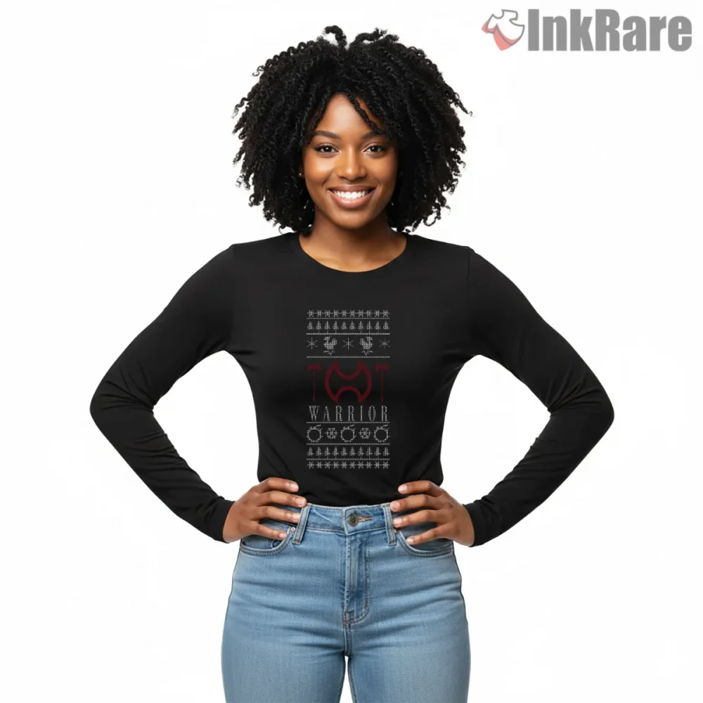 Final Fantasy Xiv Warrior Job Holiday Knit Pattern Shirt on black long sleeve shirt for women graphic tee