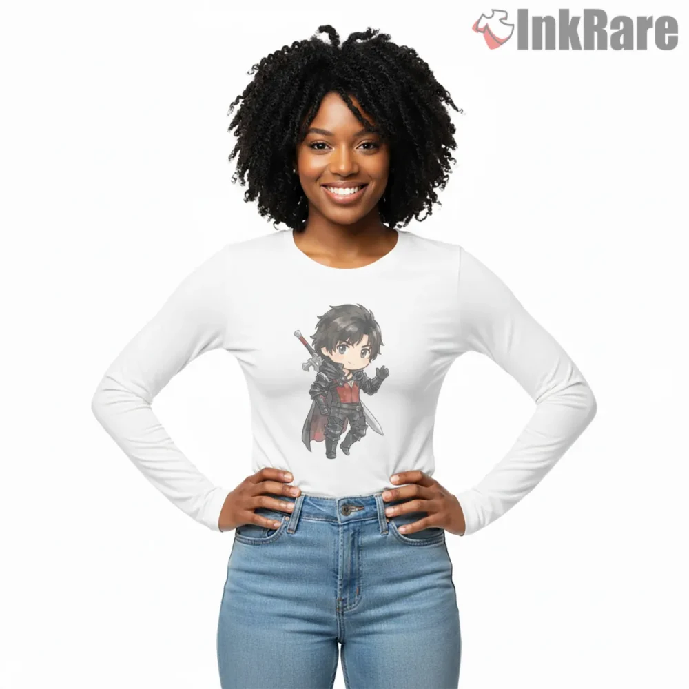 Final Fantasy Xvi Clive Rosfield Chibi Warrior Sword Portrait Shirt on white long sleeve shirt for women graphic tee