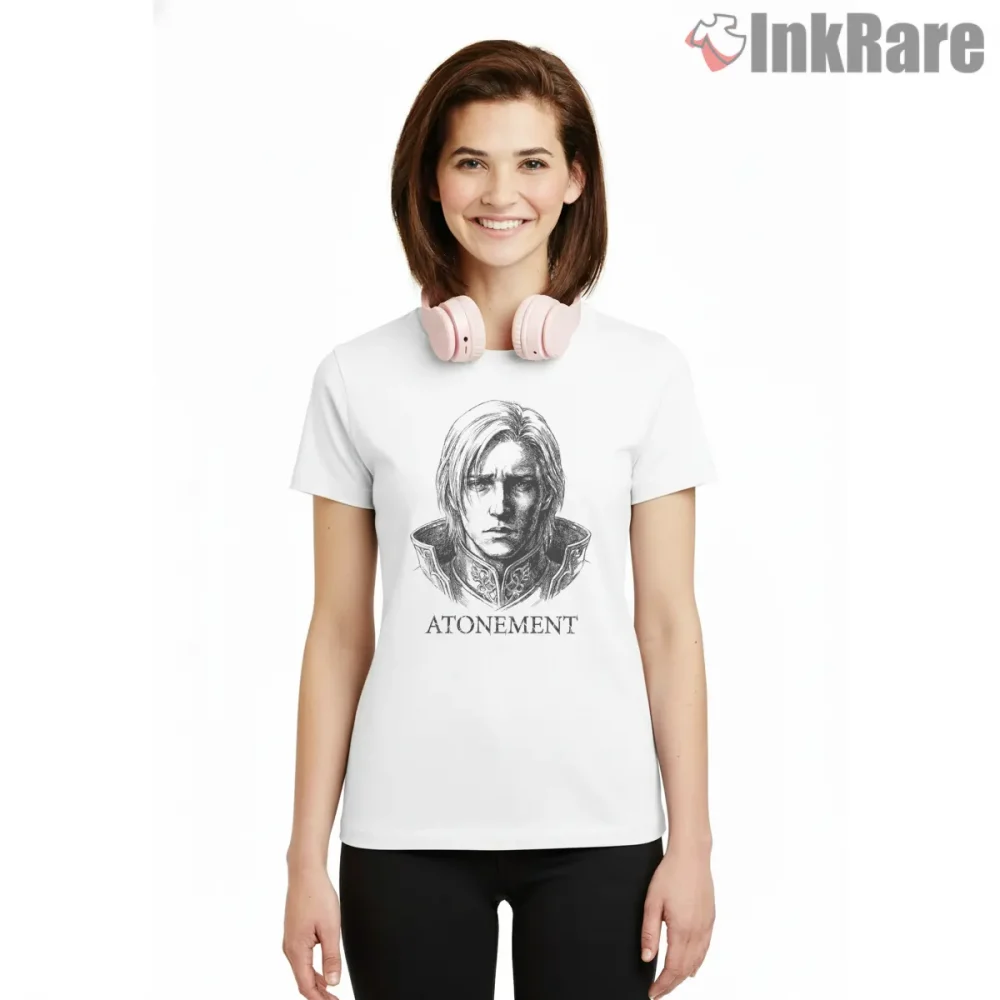 Final Fantasy Xvi Dion Lesage Atonement Dark Portrait Sketch Shirt on white short sleeve shirt for women graphic tee