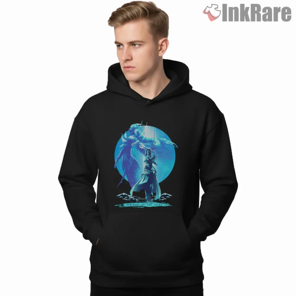 Final Fantasy Xvi Dominant Of Shiva Ice Moon Silhouette Shirt on black hoodie for men graphic tee