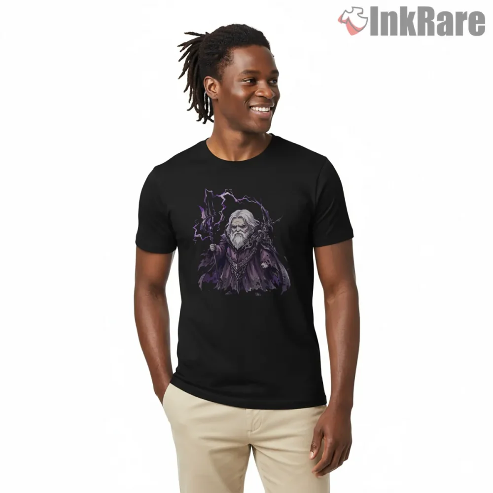 Final Fantasy Xvi Ramuh Thunder Sage Arcane Portrait Shirt on black short sleeve shirt for men graphic tee