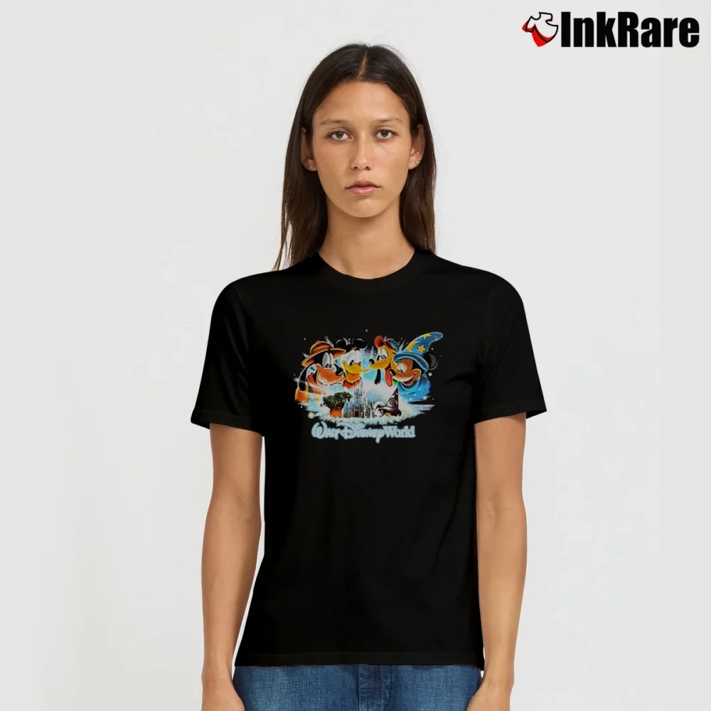 Women’s Final Mickey Donald Goofy Walt Disney World Signature T-Shirt in black | Soft, Flattering Fit