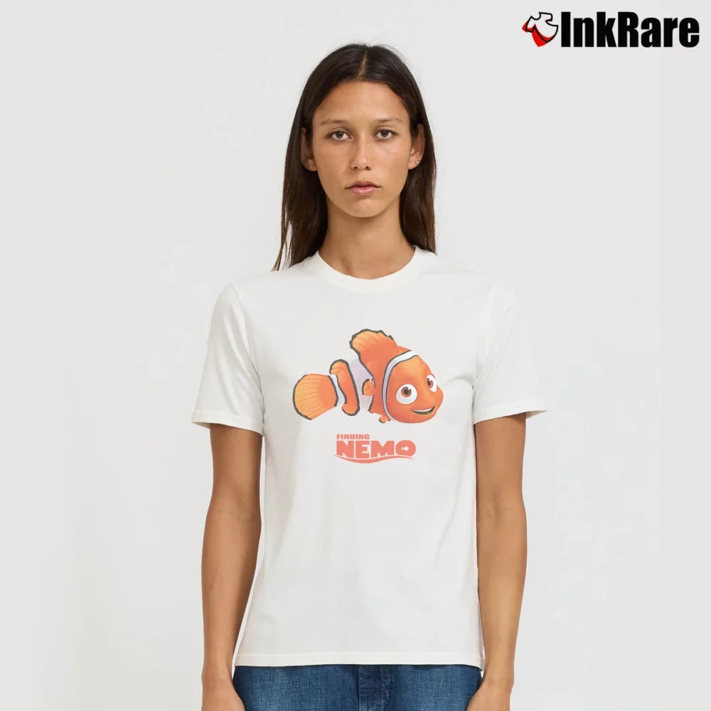 Women’s Finding Nemo Poster Custom Signature T-Shirt in white | Soft, Flattering Fit