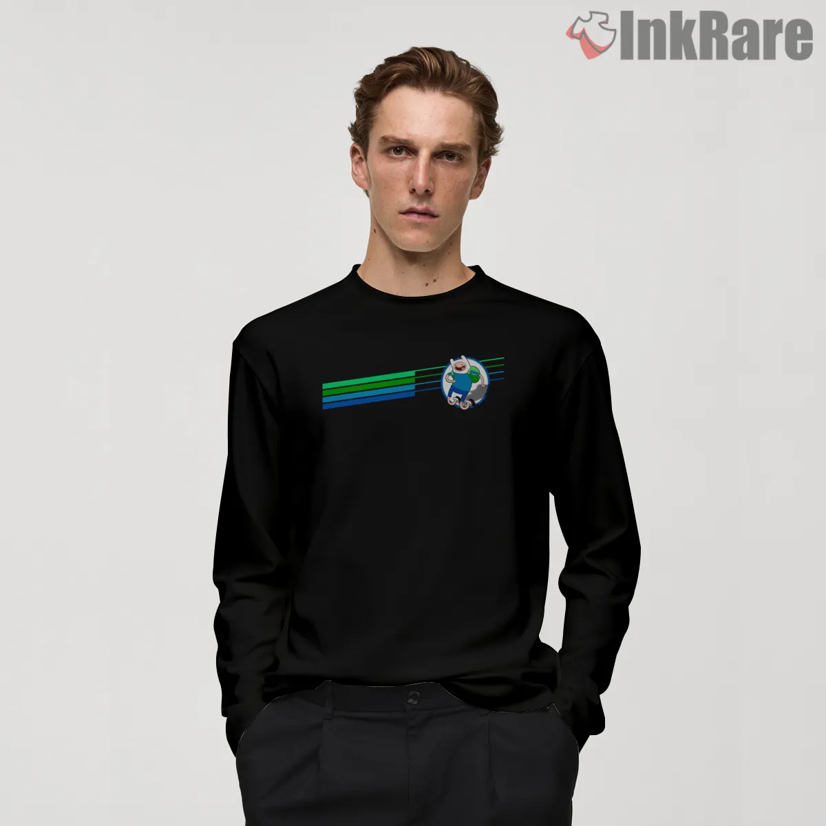 Finn Alphabet Letter F Minimal Retro Cartoon Long Sleeve Black Finn Alphabet Letter F Minimal Retro Cartoon Shirt on black long sleeve shirt for men graphic tee