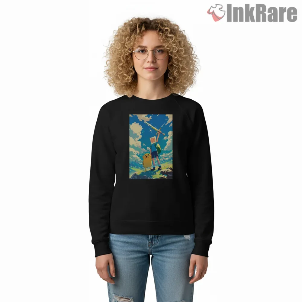 Finn And Jake Battle Ready Epic Sky Cartoon Shirt on graphic shirt for women graphic tee