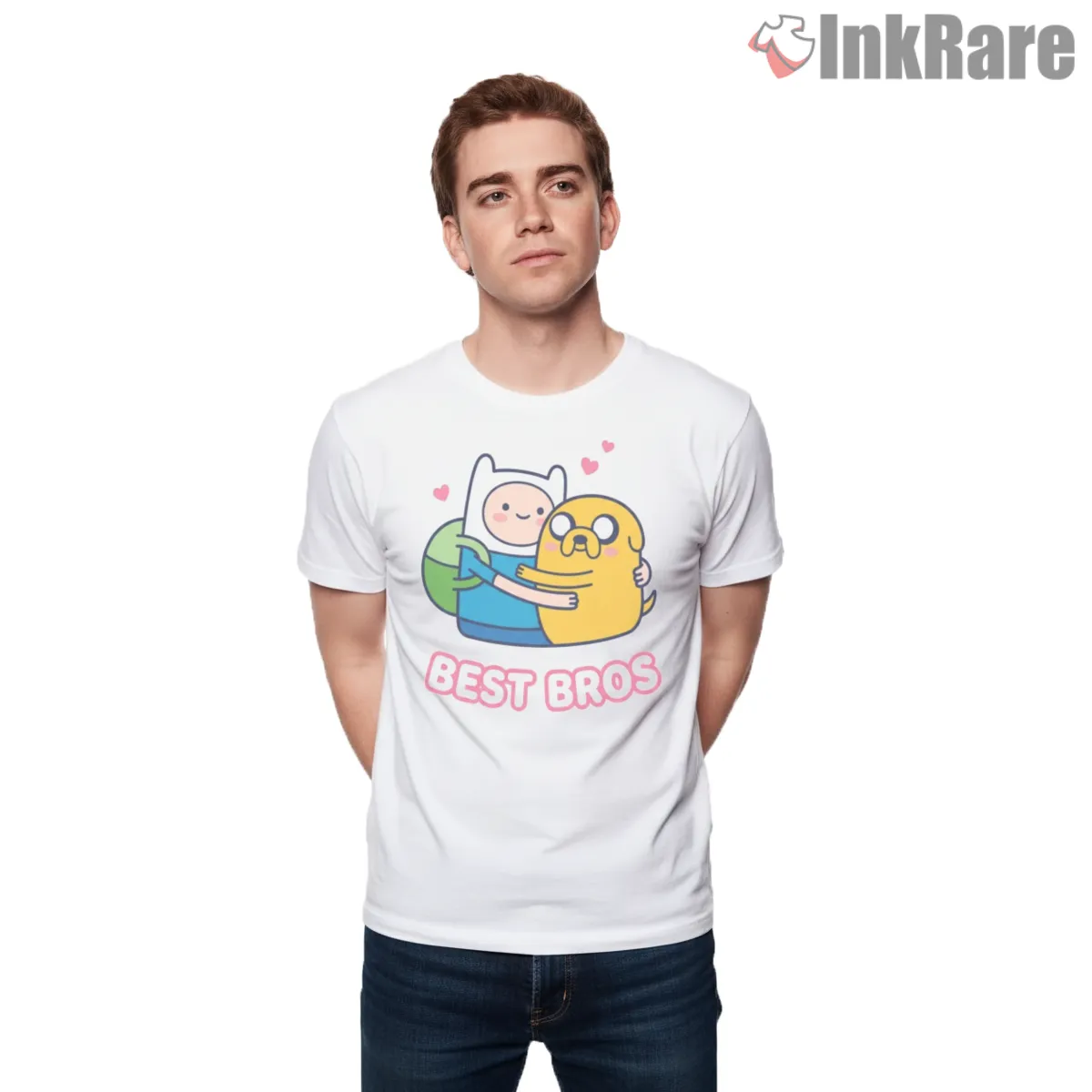 Finn And Jake Best Bros Cute Friendship Cartoon Short Sleeve White Finn And Jake Best Bros Cute Friendship Cartoon Shirt on white short sleeve shirt for men graphic tee