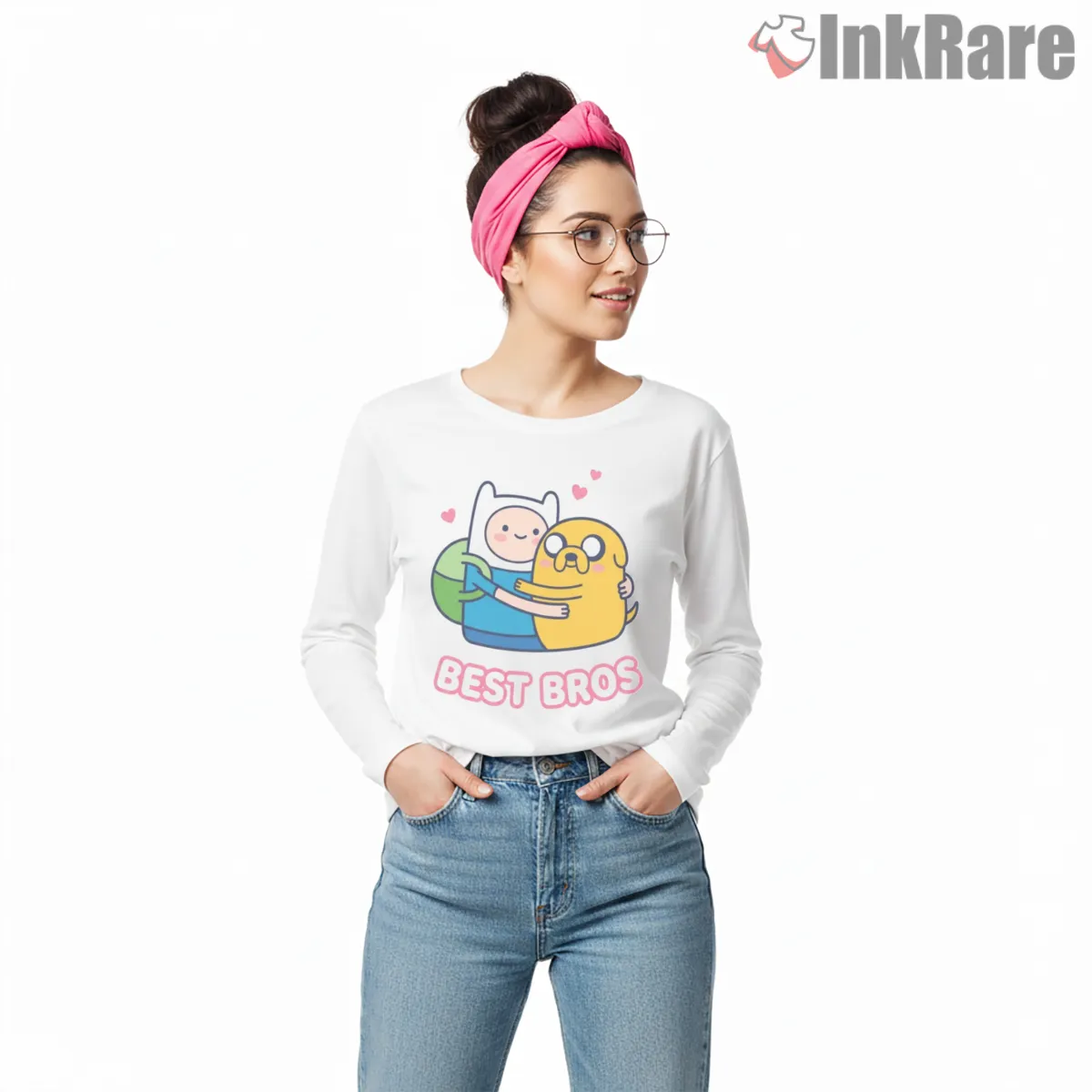 Finn And Jake Best Bros Cute Friendship Cartoon Long Sleeve White Finn And Jake Best Bros Cute Friendship Cartoon Shirt on white long sleeve shirt for women graphic tee