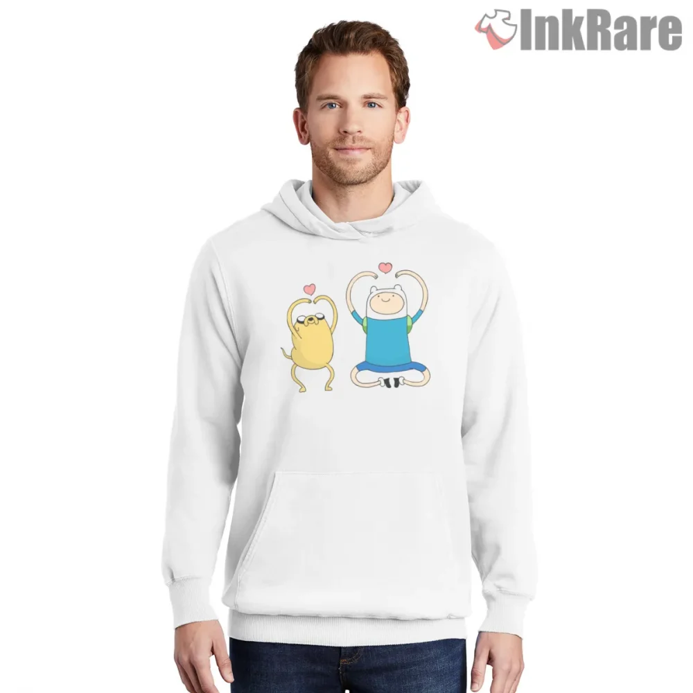 Finn And Jake Hearts Cute Friendship Cartoon Shirt on white hoodie for men graphic tee
