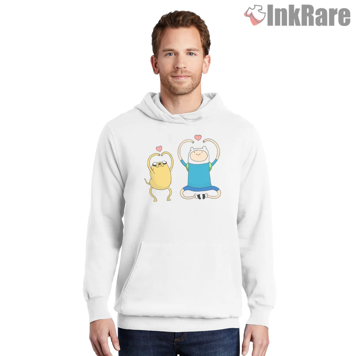 Finn And Jake Hearts Cute Friendship Cartoon Hoodie White Finn And Jake Hearts Cute Friendship Cartoon Shirt on white hoodie for men graphic tee