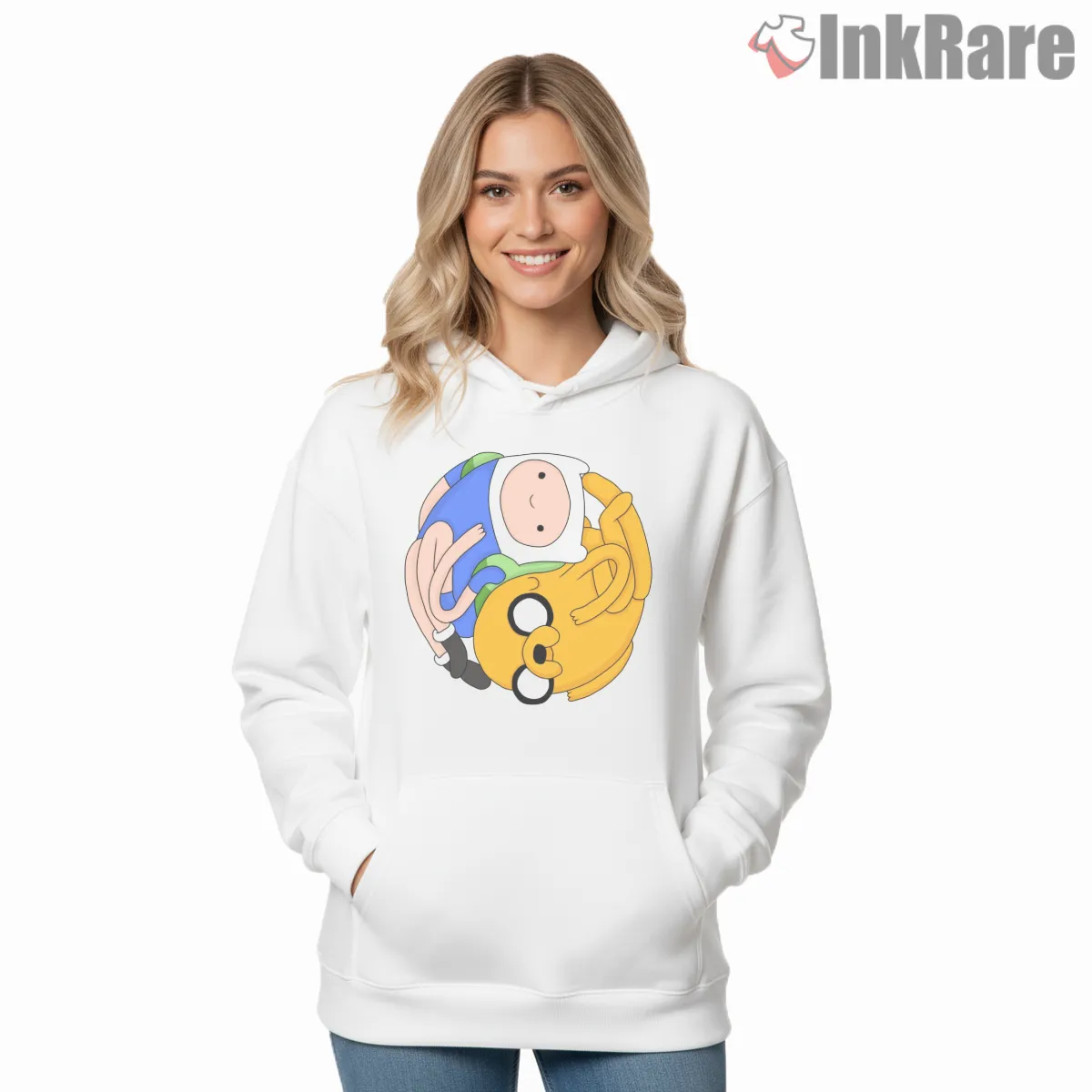 Finn And Jake Hug Cute Cartoon Friendship Hoodie White Finn And Jake Hug Cute Cartoon Friendship Shirt on white hoodie for women graphic tee