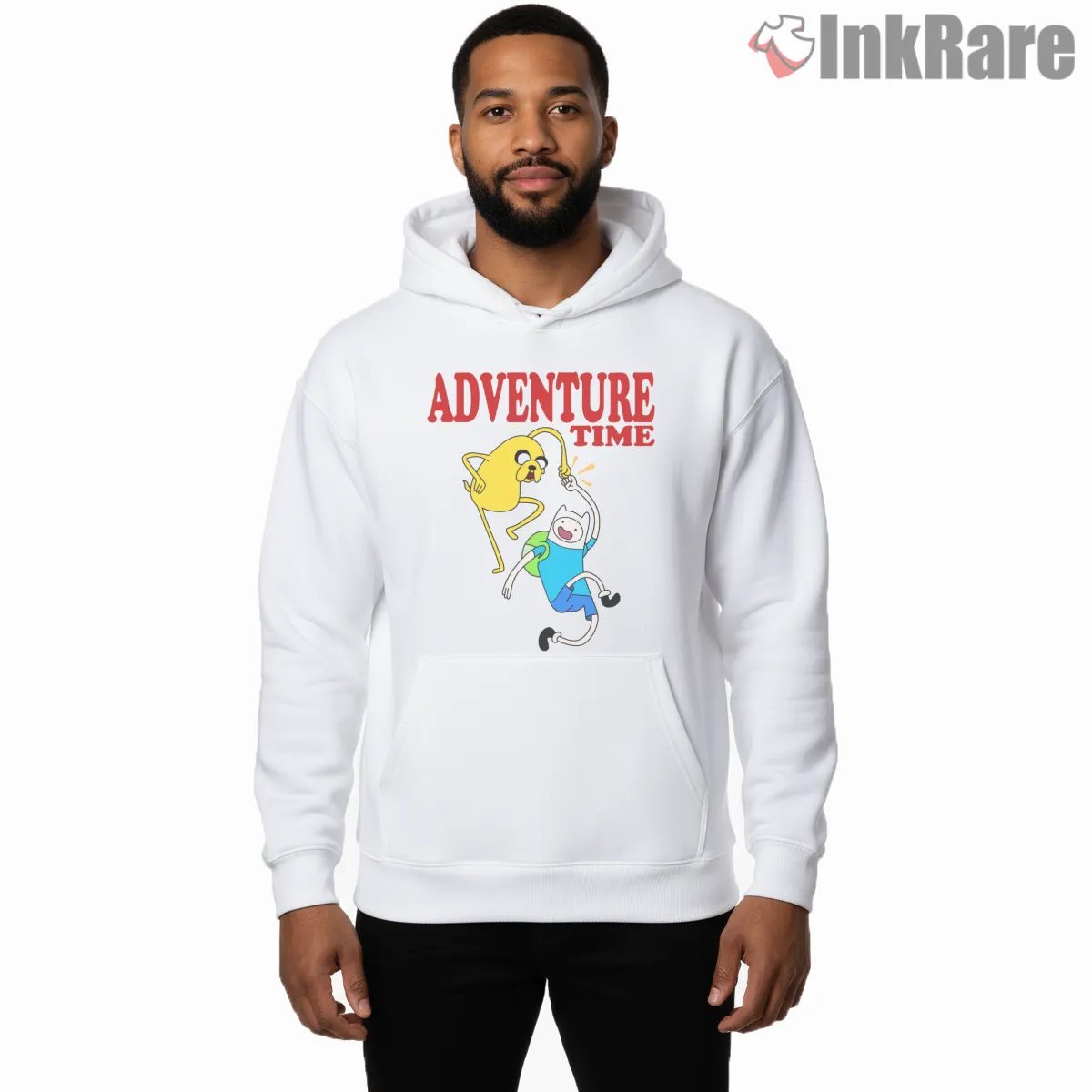 Finn And Jake Jumping Adventure Logo Cartoon Hoodie White Finn And Jake Jumping Adventure Logo Cartoon Shirt on white hoodie for men graphic tee