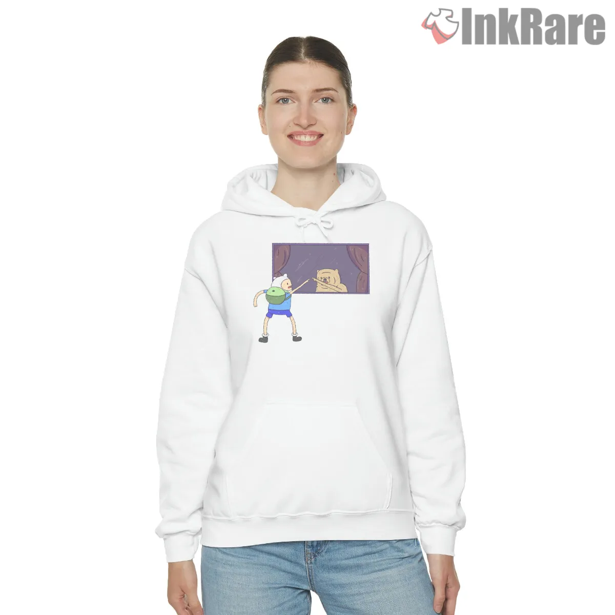 Finn And Jake Reflection Mirror Scene Cartoon Hoodie White Finn And Jake Reflection Mirror Scene Cartoon Shirt on white hoodie for women graphic tee