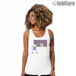 Finn And Jake Reflection Mirror Scene Cartoon Shirt on white tank top for women graphic tee