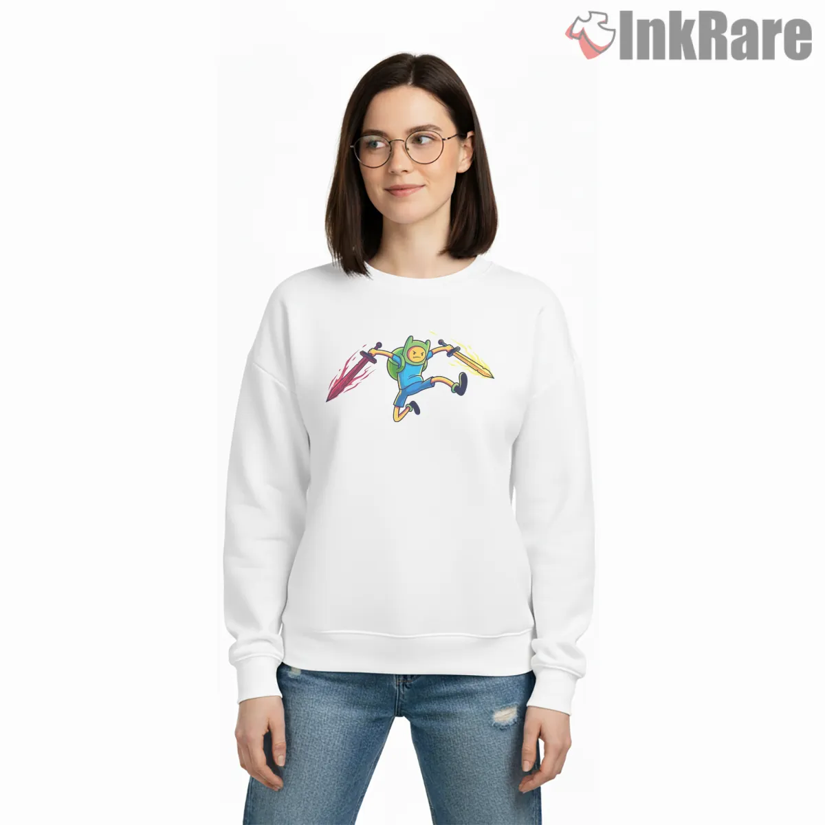 Finn Double Swords Action Pose Adventure Time Shirt Finn Double Swords Action Pose Adventure Time Shirt on graphic shirt for women graphic tee