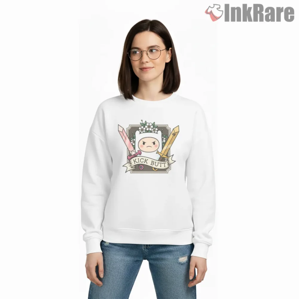Finn Dual Swords Tattoo Style Adventure Cartoon Shirt on graphic shirt for women graphic tee