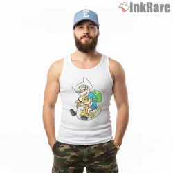 Finn Hugging Jake Friendship Cute Cartoon Shirt on white tank top for men graphic tee