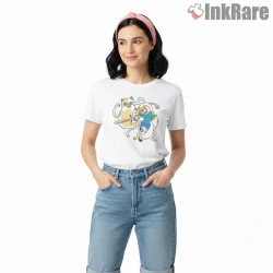 Fionna And Cake Action Pose Cartoon Shirt on white short sleeve shirt for women graphic tee
