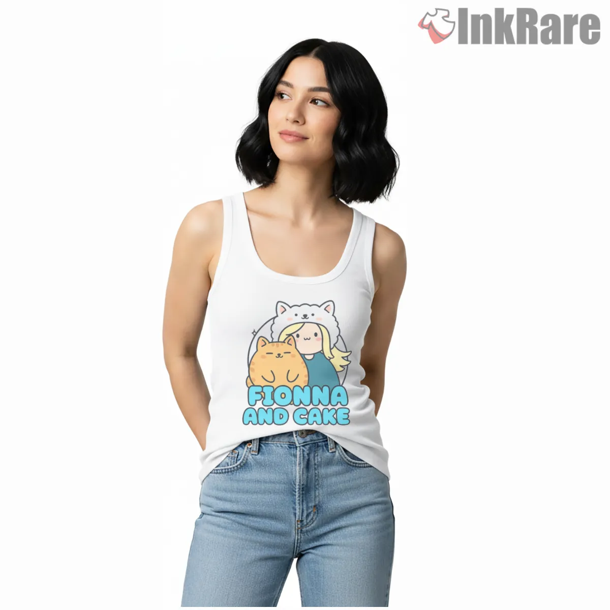 Fionna And Cake Cute Duo Minimal Cartoon Tank Top White Fionna And Cake Cute Duo Minimal Cartoon Shirt on white tank top for women graphic tee