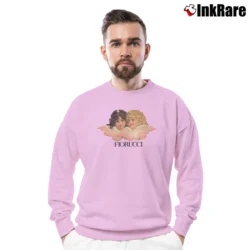 Men’s Fiorucci Angels Retro Graphic Crewneck Sweatshirt in light pink | Cozy Fabric, Clean Style