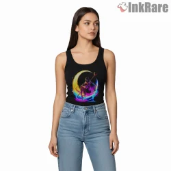 Fire Guardian Standing On The Moon Shirt on black tank top for women graphic tee