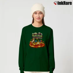 Women’s Fire Type Pokemon Graphic Long-Sleeve Top in forest green | Sleek, Versatile, All-Season