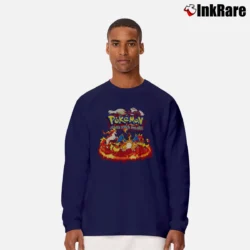 Men’s Fire Type Pokemon Graphic Long-Sleeve Shirt in navy | Sleek, Lightweight, Year-Round Wear