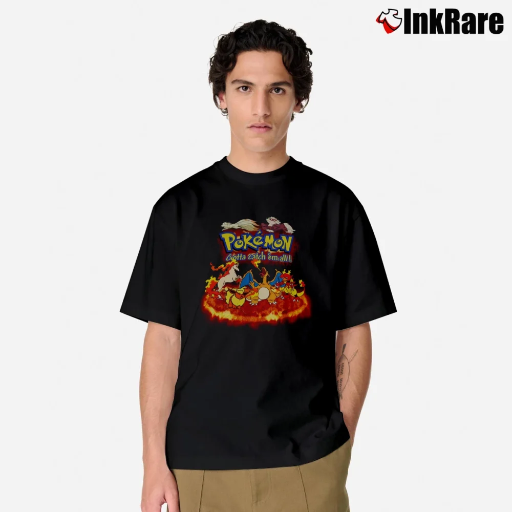 Men’s Fire Type Pokemon Graphic Classic T-Shirt in black | Soft, Breathable Everyday Wear