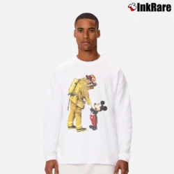 Men’s Firefighter Mickey Mouse Custom Long-Sleeve Shirt in white | Sleek, Lightweight, Year-Round Wear