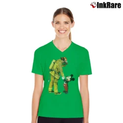 Women’s Firefighter Mickey Mouse Custom V-Neck Tee in irish green | Chic Neckline, Soft Texture