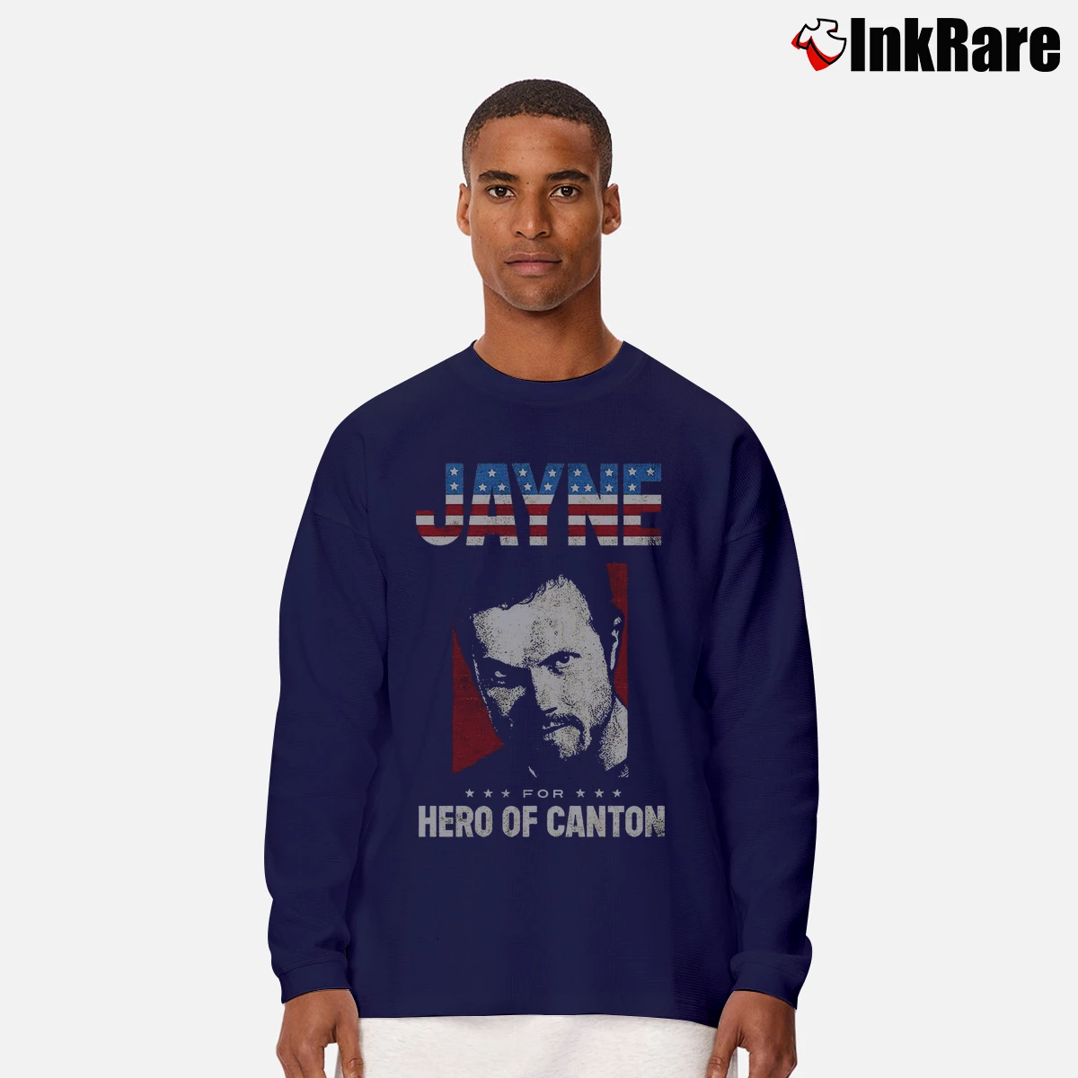Men’s Firefly Jayne Hero Of Canton Long-Sleeve Shirt in navy | Sleek, Lightweight, Year-Round Wear
