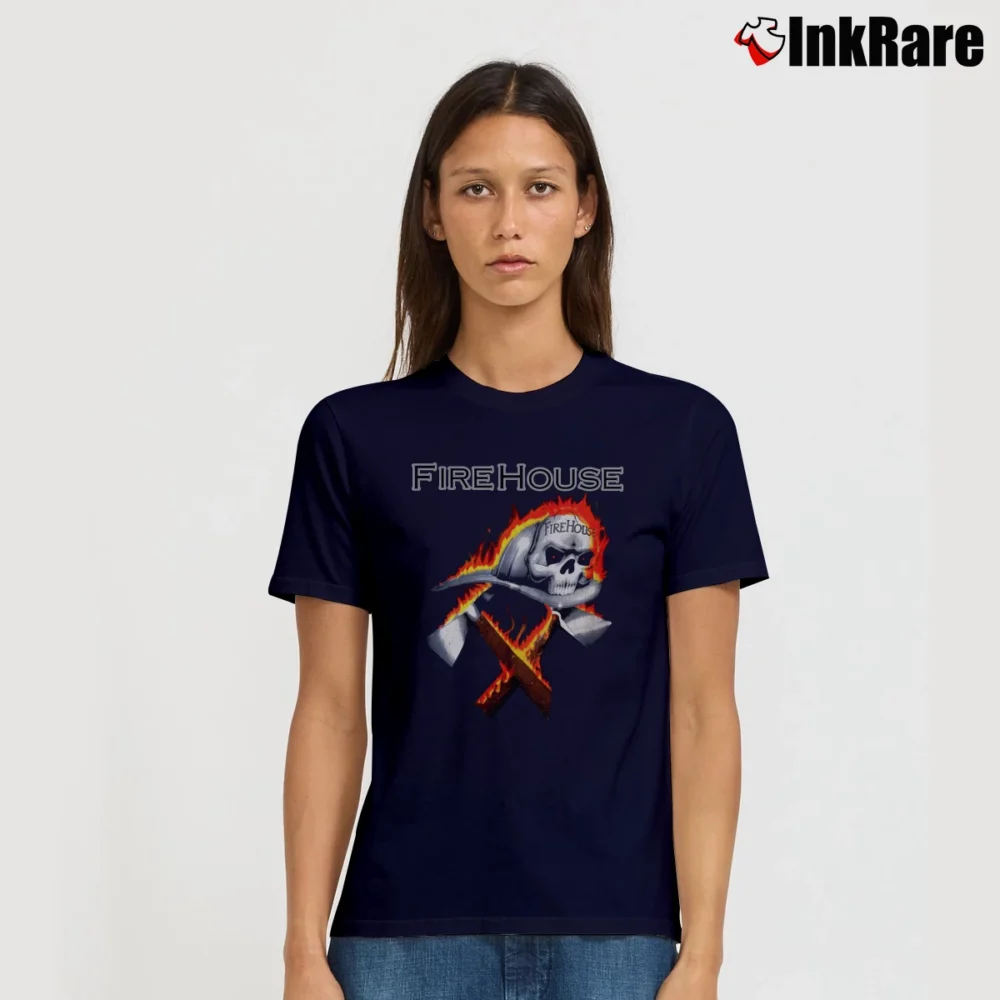 Women’s Firehouse 1990 Concert Rock Signature T-Shirt in navy | Soft, Flattering Fit