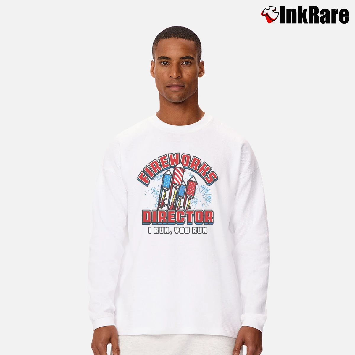 fireworks director i run you run Men’s Long-Sleeve Tee in white – Versatile Layering Men’s fireworks director i run you run Long-Sleeve Shirt in white | Sleek, Lightweight, Year-Round Wear