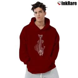 Men’s Fish Skeleton 19 Humorous Graphic Pullover Hoodie in maroon | Cozy, Durable, Modern Fit