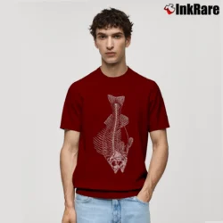 Men’s Fish Skeleton 19 Humorous Graphic Classic T-Shirt in maroon | Soft, Breathable Everyday Wear