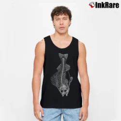 Men’s Fish Skeleton 19 Humorous Graphic Tank Top in black | Breathable, Active-Friendly Design