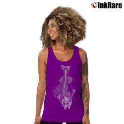 Women’s Fish Skeleton 19 Humorous Graphic Tank Top in purple | Lightweight, Movement-Friendly