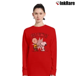 Women’s Fist Bump It Charlie Brown And Snoopy Long-Sleeve Top in red | Sleek, Versatile, All-Season