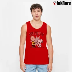 Men’s Fist Bump It Charlie Brown And Snoopy Tank Top in red | Breathable, Active-Friendly Design