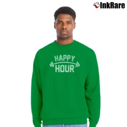 Men’s Fitness Happy Hour Barbell Crewneck Sweatshirt in irish green | Cozy Fabric, Clean Style