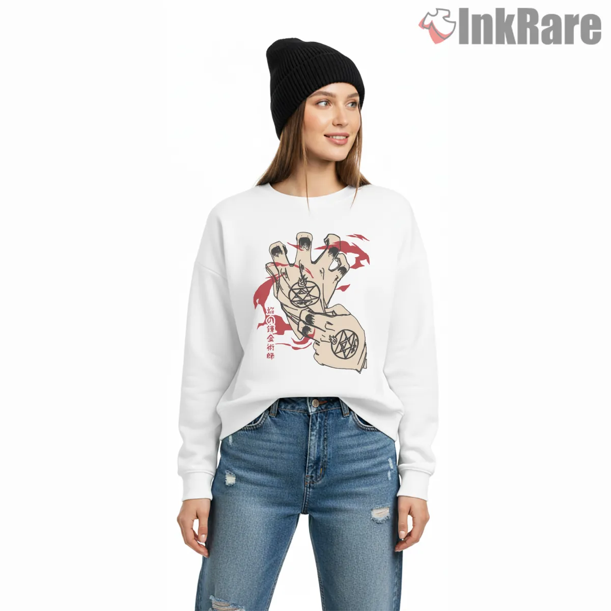 Flame Alchemist Hand Symbol Red Ink Minimal Anime Shirt Flame Alchemist Hand Symbol Red Ink Minimal Anime Shirt on graphic shirt for women graphic tee