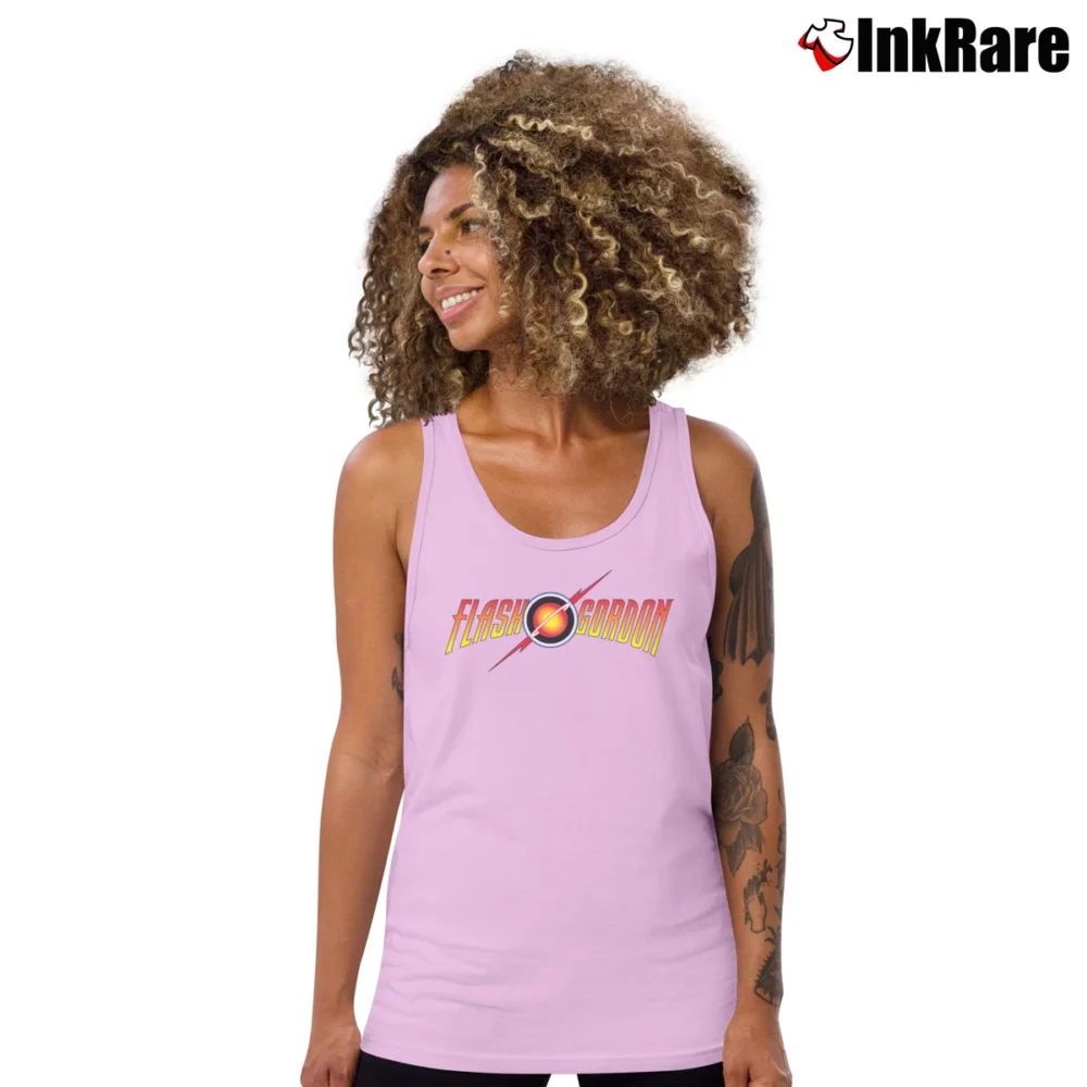 Women’s Flash Gordon Classic Comic Logo Tank Top in light pink | Lightweight, Movement-Friendly