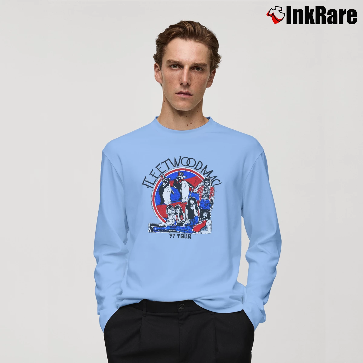 Fleetwood Mac 77 Tour Men’s Long-Sleeve Tee in light blue – Versatile Layering Men’s Fleetwood Mac 77 Tour Long-Sleeve Shirt in light blue | Sleek, Lightweight, Year-Round Wear