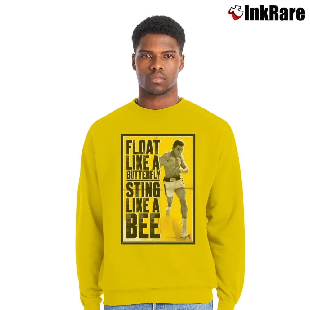 Men’s float like a butterfly sting like a bee muhammad ali motivational boxing Crewneck Sweatshirt in yellow | Cozy Fabric, Clean Style