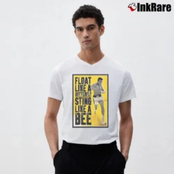 Men’s float like a butterfly sting like a bee muhammad ali motivational boxing V-Neck Tee in white | Sharp, Breathable, Everyday Staple