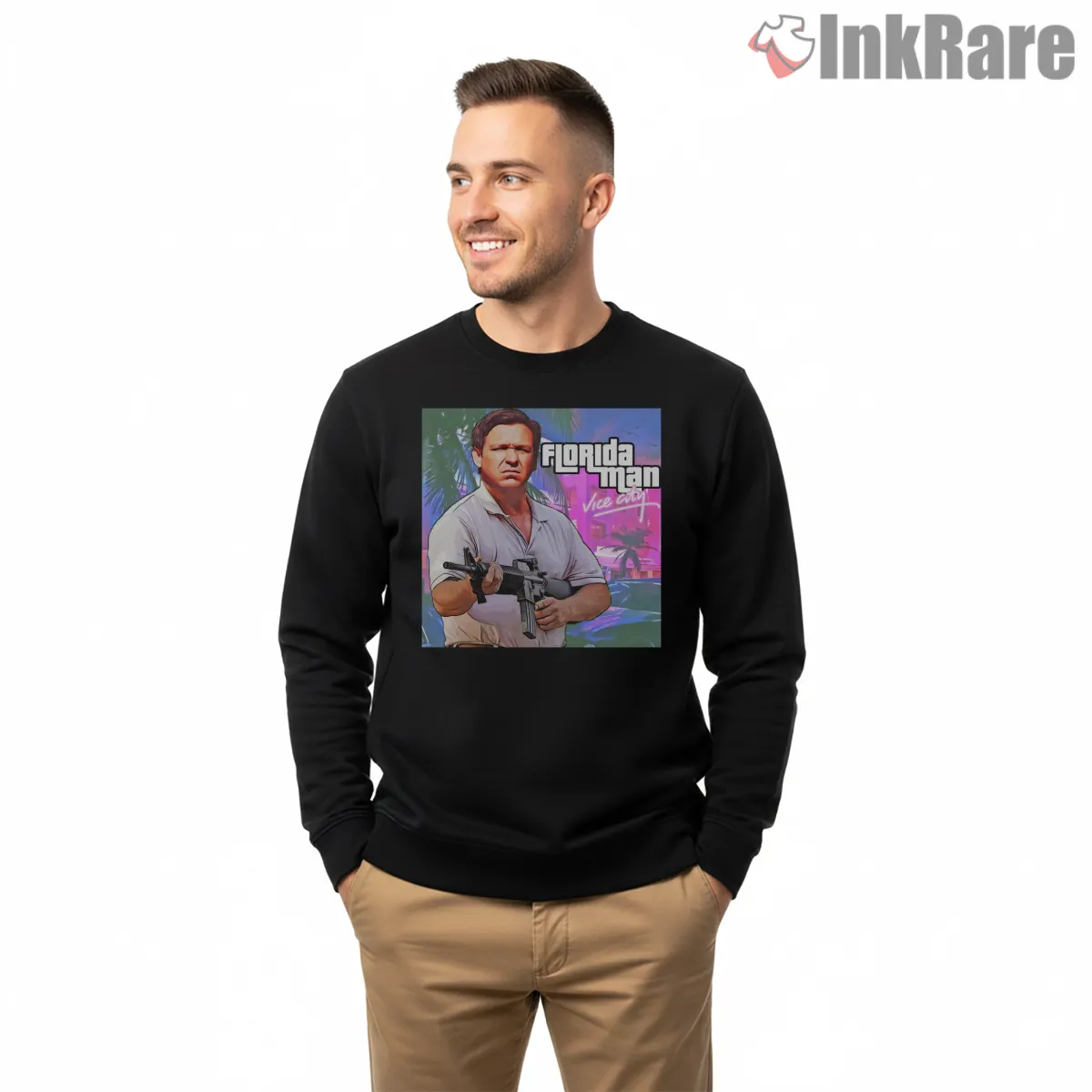 Florida Man Vice City Style Political Parody Gta Shirt on graphic shirt for men graphic tee