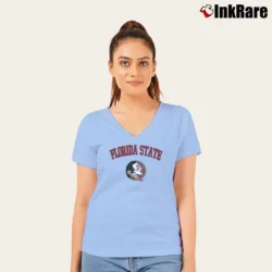 Women’s Florida State Seminoles FSU Gold V-Neck Tee in light blue | Chic Neckline, Soft Texture